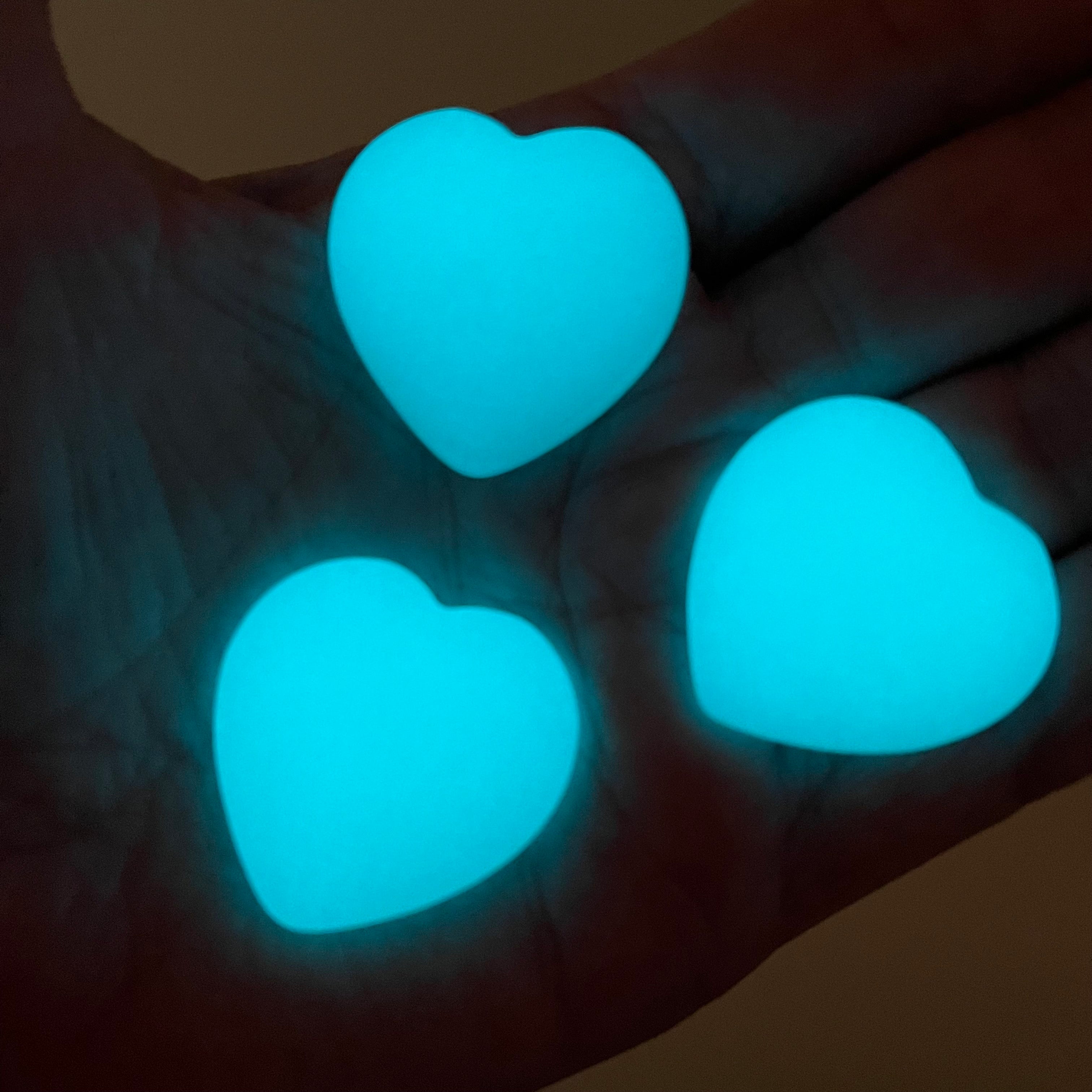 Luminous Glass Hearts (Glow in the Dark)